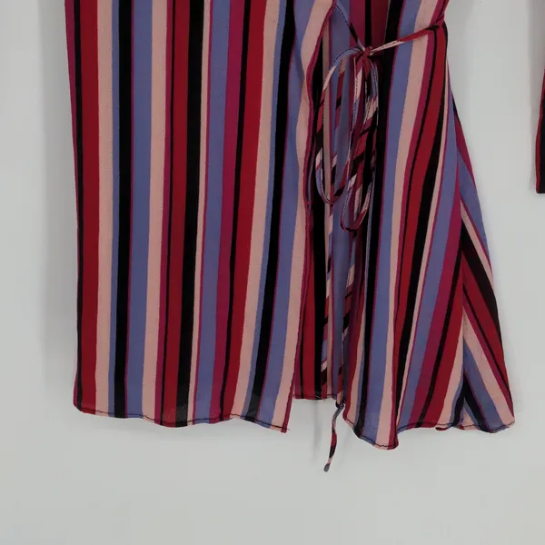 Reformation Anya Women's Wrap Dress Size Extra Small Vertical Stripe Colorful‎ - Image 9