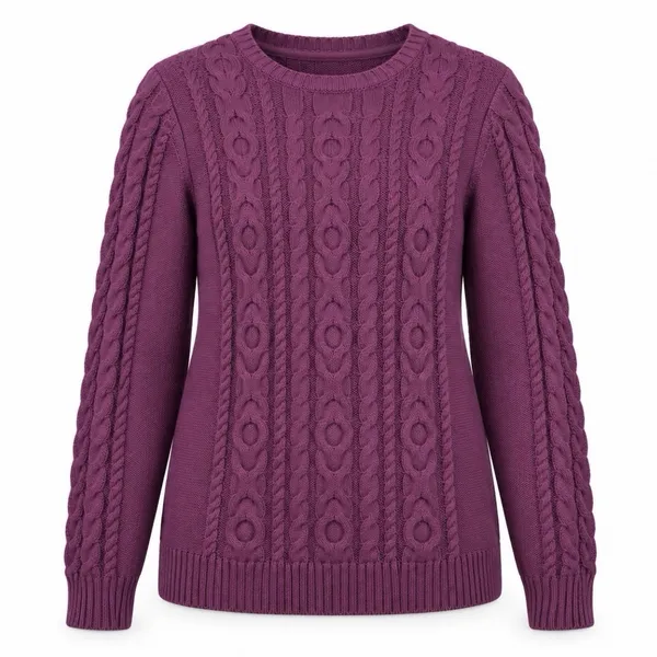 LL Bean Purple Double L Mixed Cable Cotton Crew Neck Pullover Sweater Size XS - Image 11