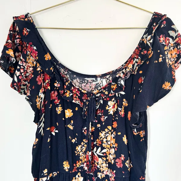 Maurices Floral Cinched Waist Ruffle Blouse - Image 3