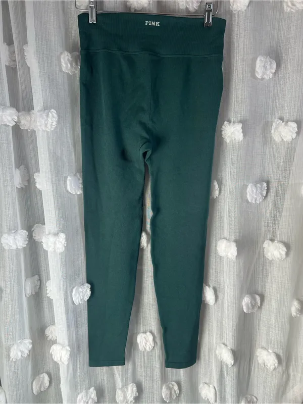 PINK Victoria's Secret Girls' Dark Green Leggings - Image 2