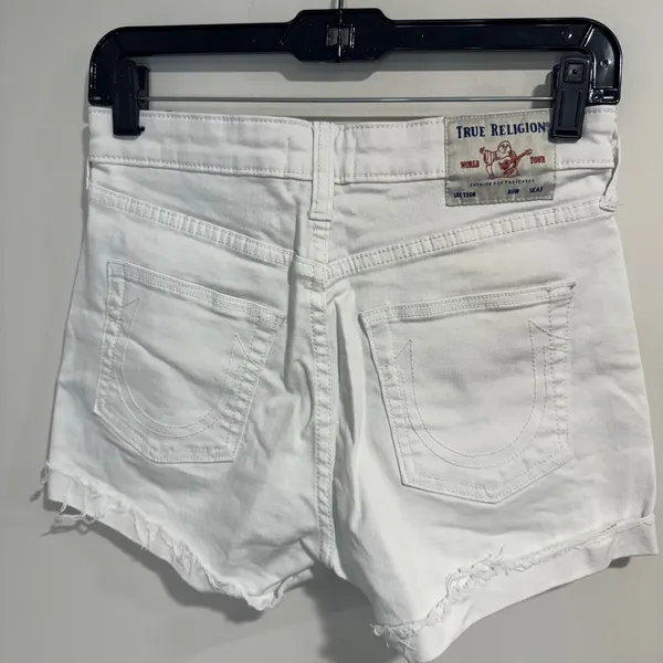 True Religion White Denim Jennie Curvy Mid Rise Shorts Cotton Womens Size 27/4 - Image 2
