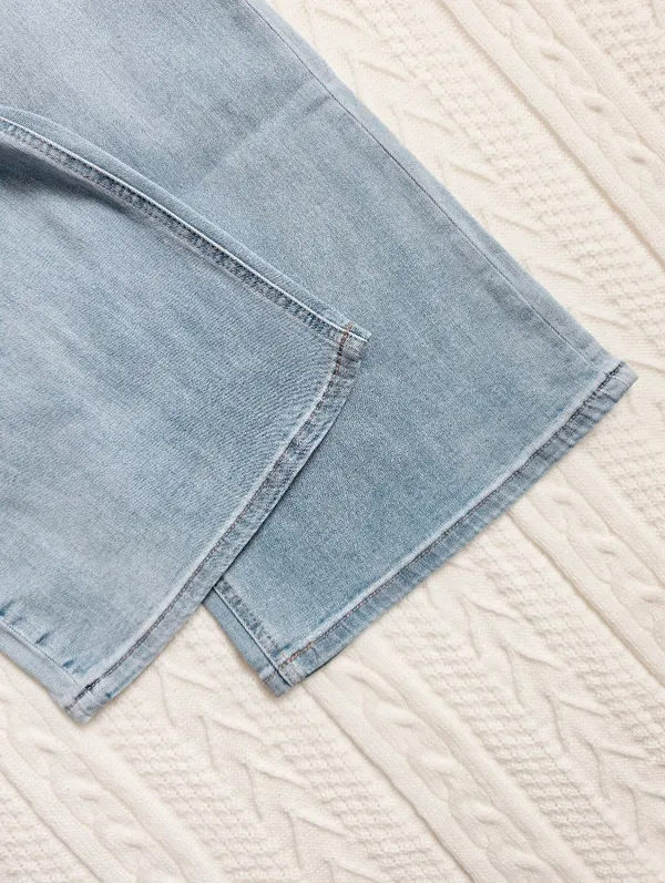 RISEN Light Wash Wide Leg Jeans Elastic Cinch Tie Waist Slouchy Various NEW - Image 16