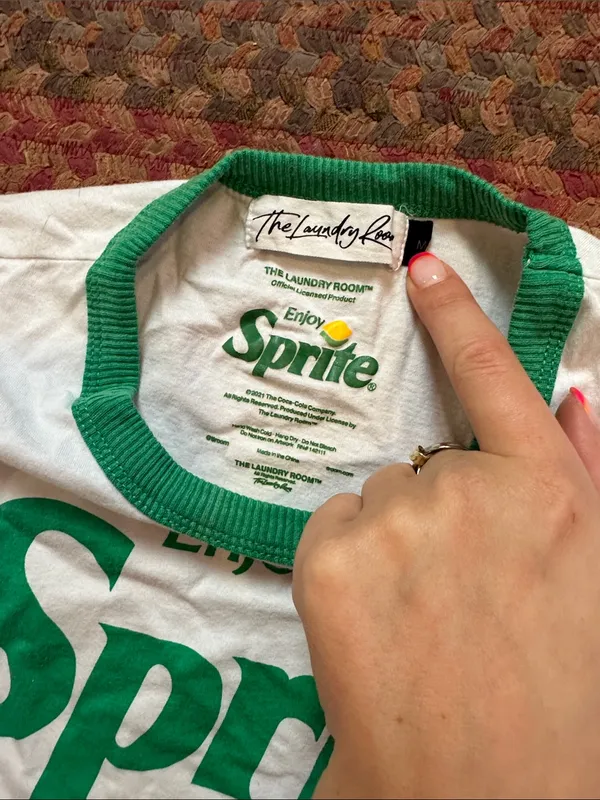 THE LAUNDRY ROOM Enjoy Sprite White Ringer Tee with Green Trim - Image 2