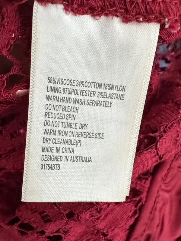 Bardot Womens Size Medium Sienna Burgundy Floral Lace Bralette Crop Top Festival - Image 4