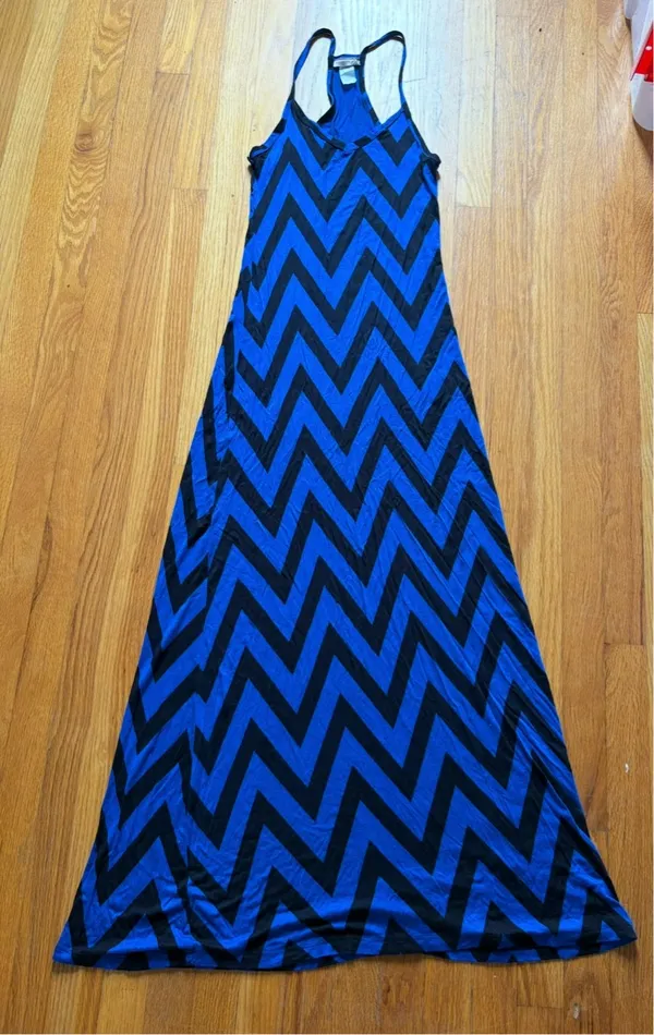 Body Central Maxi Dress Blue Black Striped Size Medium Size medium - Image 2
