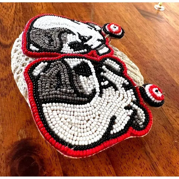 Bulldog Earrings UGA Dawgs University of Georgia Beaded Dangle Post New … - Image 11