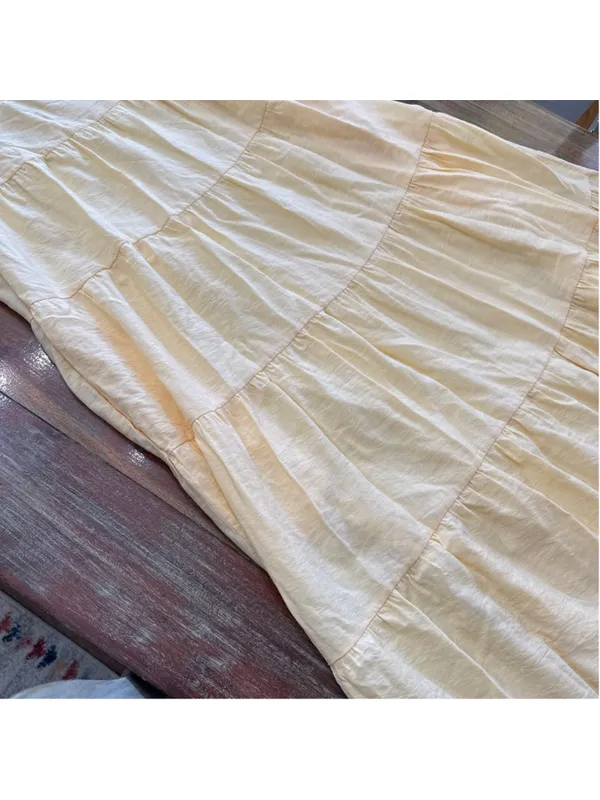 English Factory Butter Yellow Tiered Ruffle Sleeve Maxi Dress Size Large - Image 3