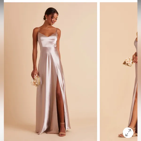 Birdy Grey Satin Taupe Jay Maxi Dress Medium - Image 2