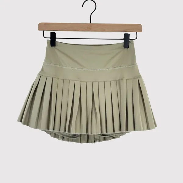 Gold Hinge Womens Skort Green Pleated Mini Tennis Skirt Lined High Waist XS - Image 2