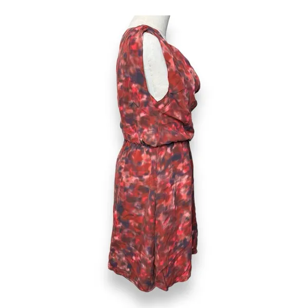 Alice + Olivia‎ Multi-Color Red Silk Cowl Neck Sleeveless Vacation Dress Size S - Image 4