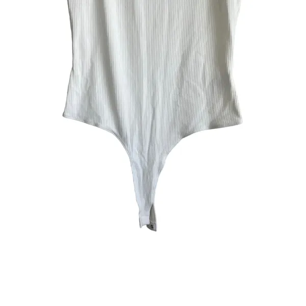 ASTR‎ Women Bodysuit M Ivory Ribbed Cutout Y2K Neutral Festival Clubwear Top - Image 5