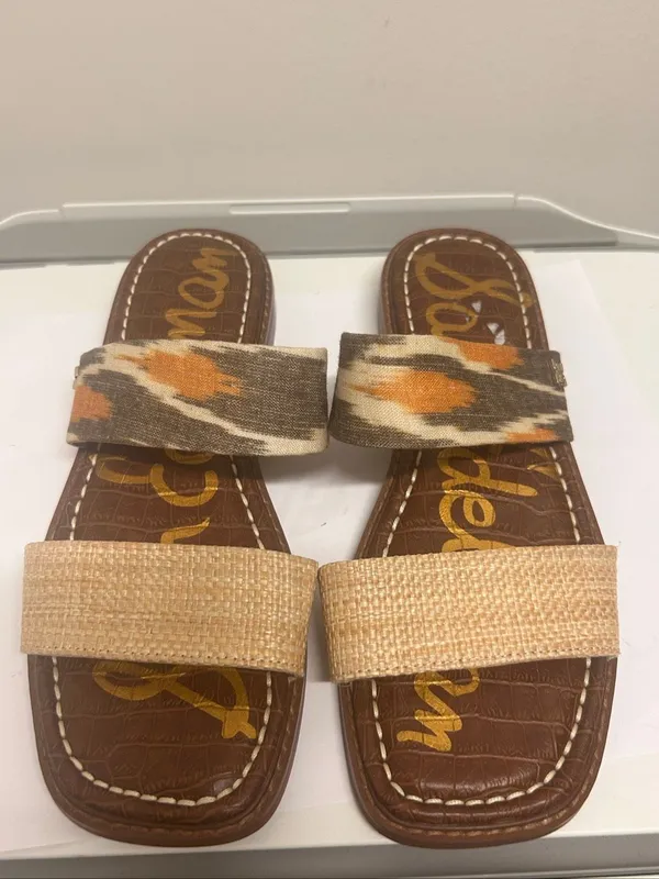 NWOB Sam Edelman Haydee Slides Boho Beige Orange 6.5 - Image 3