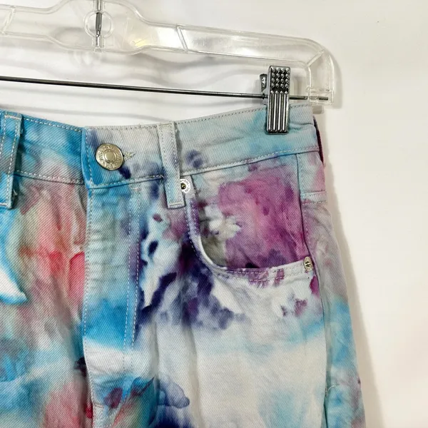 Zara Size 2 Jeans Handmade Tie Dye High Rise Relaxed Mom‎ Straight Boho 1375 - Image 7