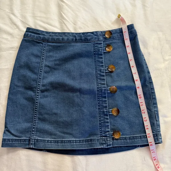 Free People Womens Blue Denim Side Button Mini Skirt Medium Wash Size 2‎ - Image 8