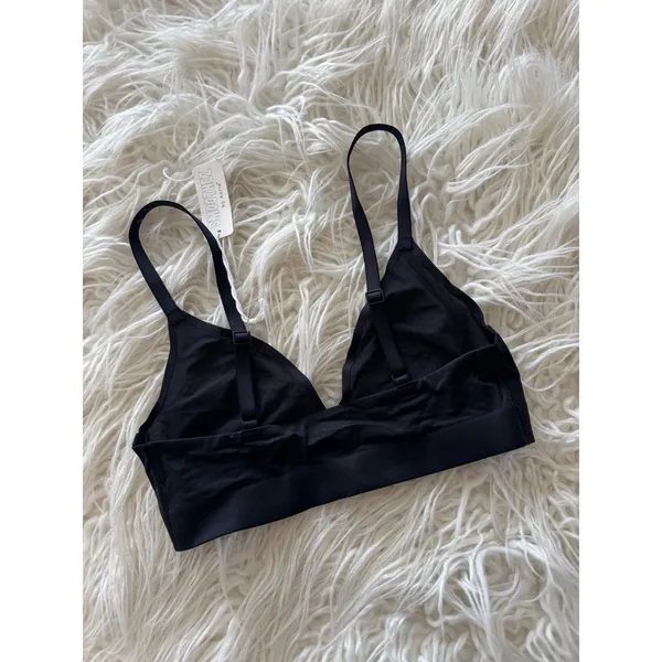 Aerie Smoothez Mesh Bralette True Black Size XS - Image 5