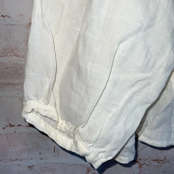 Anthropologie Eri + Ali Floral Applique cold shoulder blouse loose fit SP petite cream linen - Image 8