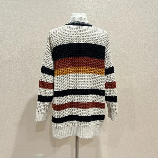 Express Multicolor Striped Open Front Oversized Cardigan Size XS - Image 11