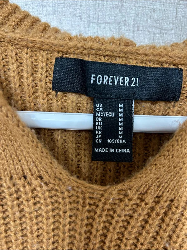 Forever 21 Men’s Mustard Knit Crewneck Hoodie Sweater - Image 2