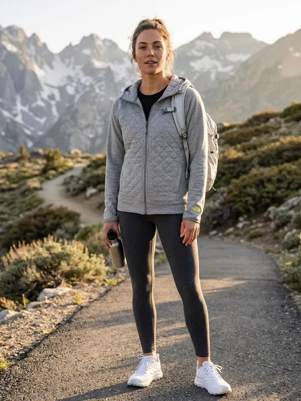 The North Face Quilted Zip Up Hoodie Jacket Grey Athleisure Layer XL Gorpcore - Image 2