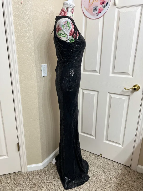 Mis Ord black prom sequin dress size M - Image 3