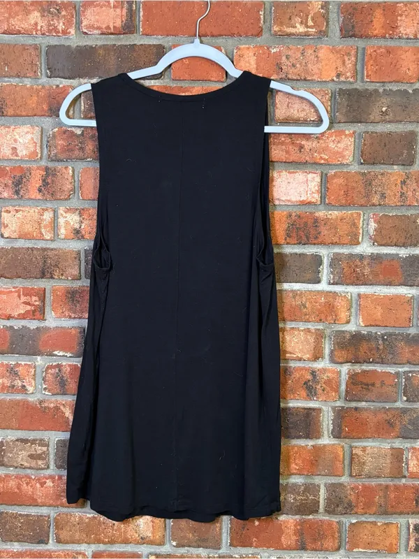 Rebellious. One womens Wild and Free graphic cut out tank top black 1X - Image 4