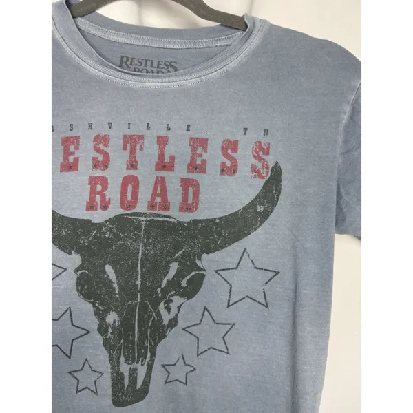 Tilly's Restless Road Baby Doll T Shirt Size Small Blue Short Sleeve - Image 2