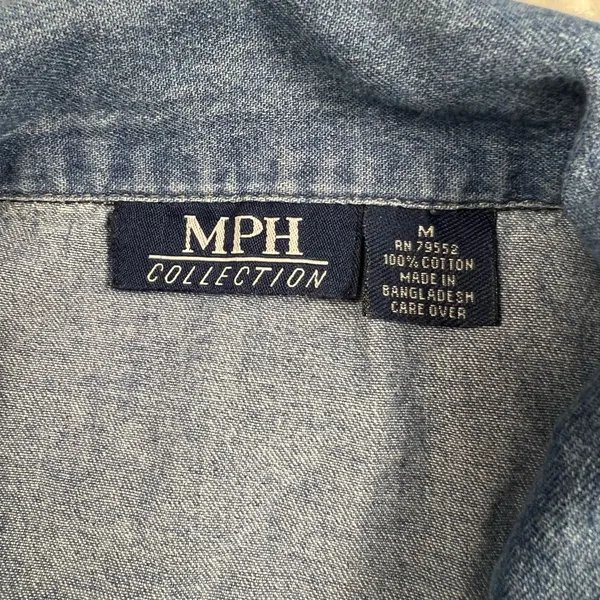 Vintage MPH Collection denim floral embroidered shirt - Image 8