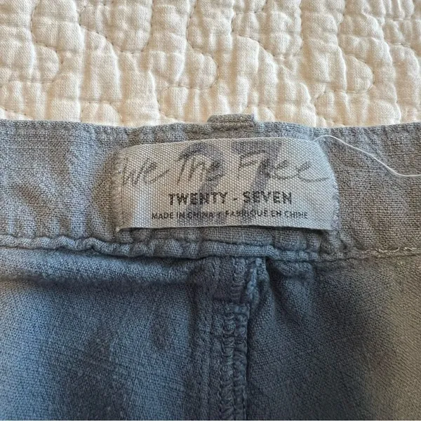 ✨ We the‎ Free Faded Love Linen Blend High-Rise Pleated Front Pants Wave Blue 27 - Image 8