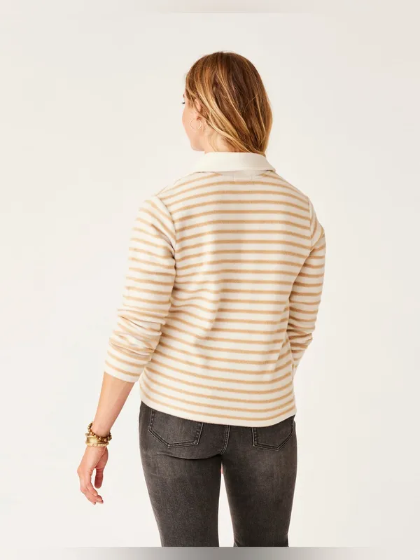 Carve Designs Clara Fleece Pullover in Birch Even Stripe - Image 3