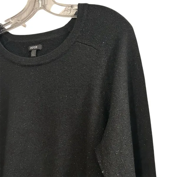 APT. 9 Women’s‎ metallic Shimmer Black Crew Neck Pullover Sweater Long Sleeve - Image 6