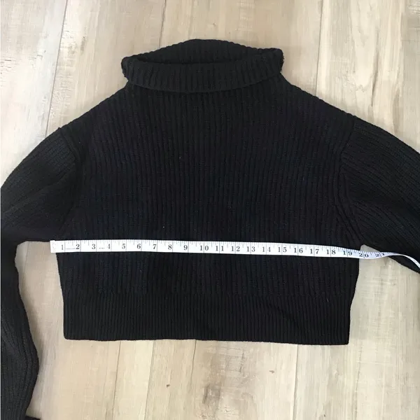 Wilfred Free‎ Womens Crew Neck Long Sleeves Cropped Sweater Black Wool Size M - Image 6