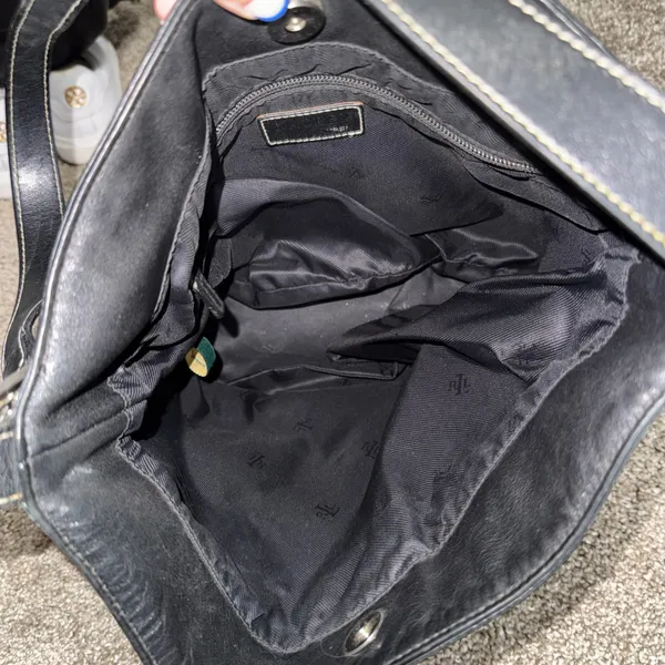 Lauren Ralph Lauren Hobo Bag Womens Medium Black Good Leather‎ LRL Logo Buckle - Image 5
