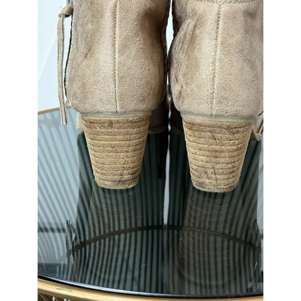 Report Chloey Womens Ankle Boots Size 8.5 Tan Suede Side Zip Stacked Block Heel - Image 8