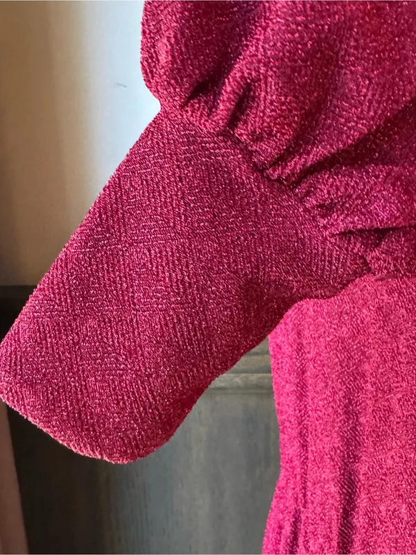Magenta sparkle Long-Sleeve Mock Neck Dress nwt small - Image 6