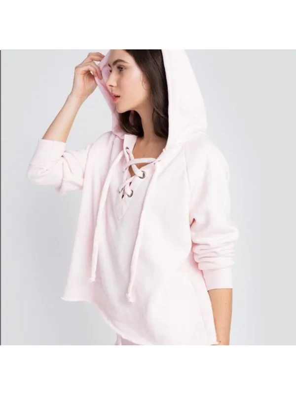 Wildfox Hutton Sweatshirt Hoodie in Seahell Pink size medium relaxed cozy - Image 2