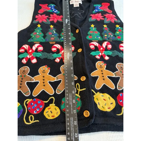 VTG Bechamel Knit Christmas Sweater Vest Novelty Holiday, Ugly, Teacher L-XL EUC - Image 2