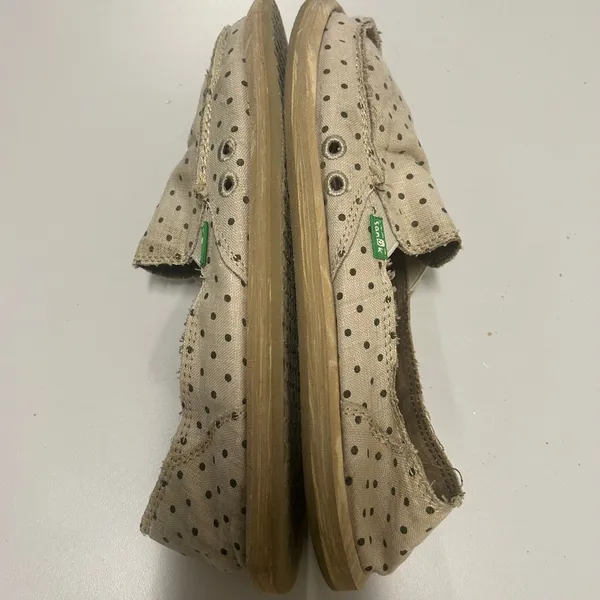 Sanuk‎ Sidewalk Surfers Polka Dot Slip On Loafers Beige Brown Womens 8 Shoes - Image 3
