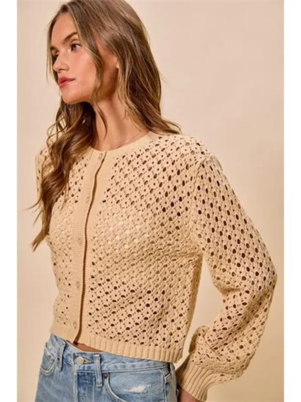 SO‎ ME Open Knitted Button Down Cardigan Sweater Top - Image 2