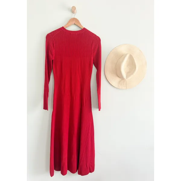 Madewell | NWT The Signature Knit Crewneck Midi Dress in Crimson | Sz M - Image 9