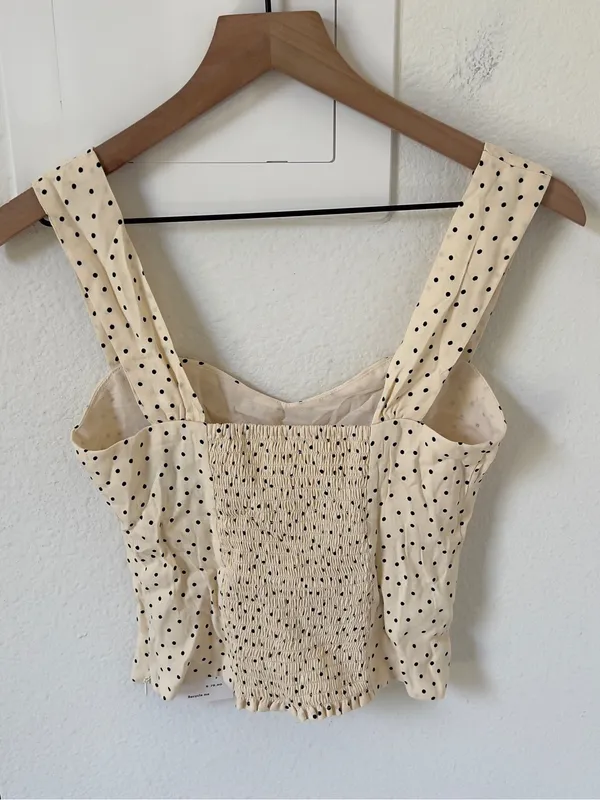 Reformation Hester Polka Dot Tank Top in Salt and Pepper NWT - Image 4