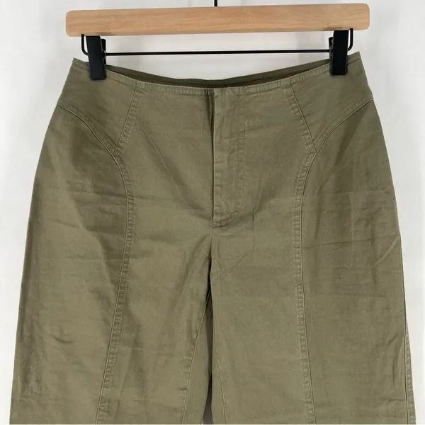 Boston Proper Lightweight Stretch Cotton Seamed Straight Leg Olive Utility‎ Pant - Image 2