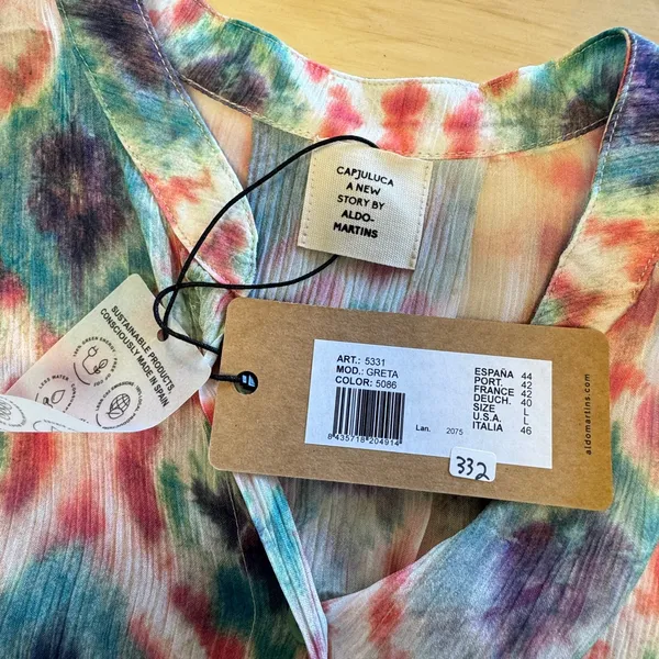 NWT Aldo Martins Capjuluca Greta Ikat Midi Dress Multi Color Button Front Size L - Image 8
