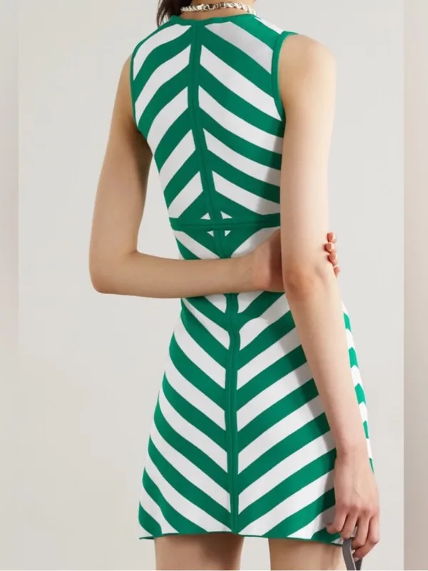 Staud bondi chevron print sleeveless cut out knit mini dress size S - Image 6
