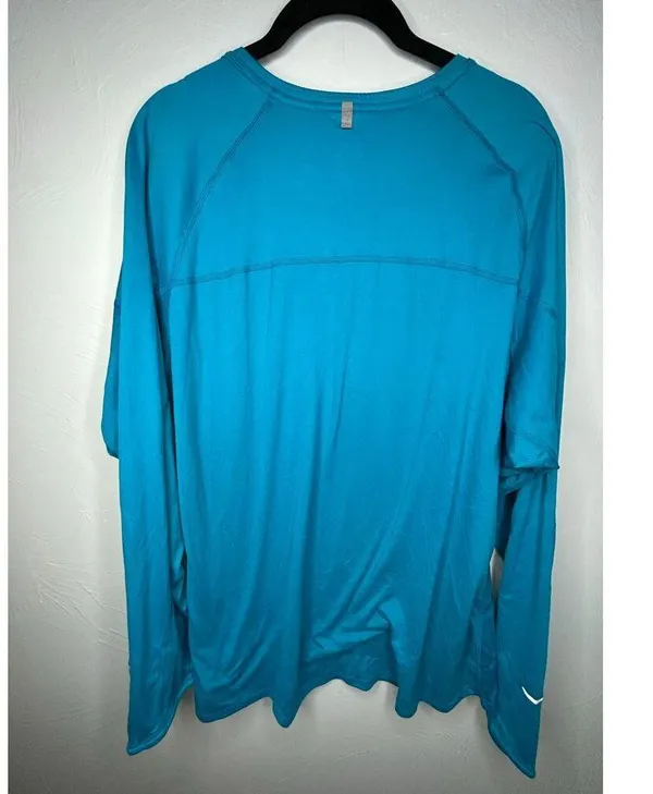 Nike Long-Sleeved Workout Shirt Women's Plus Size 3X Blue Turquoise Athleisure - Image 2