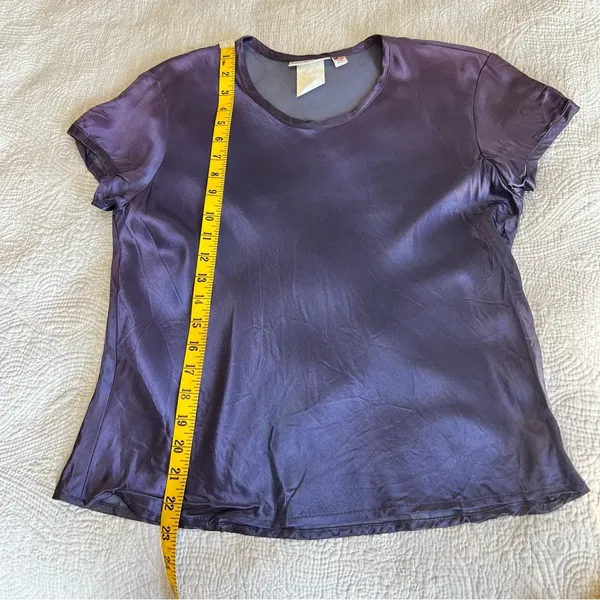 Vintage Paris Sport Club Satin Shirt Womens L Large Fits Small Medium Purple 90s - Image 8