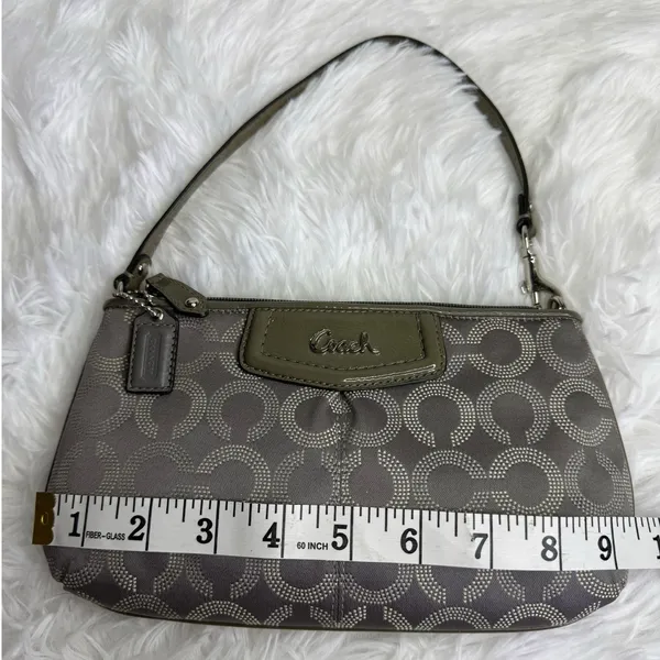 COACH y2k Patent Leather Canvas Gray Signature Canvas Wristlet Mini Purse - Image 11