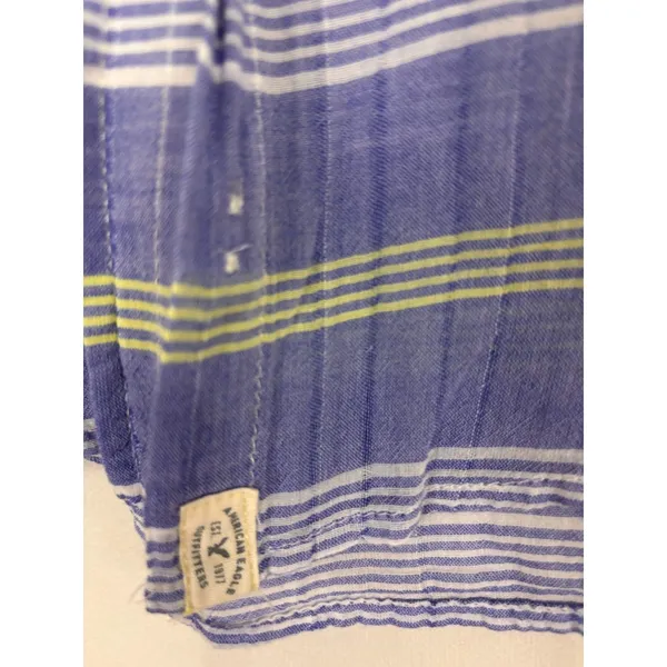 American Eagle‎ Outfitters Womens Vtg Boyfriend Striped Top Sz M Roll-Tab Sleeve - Image 6