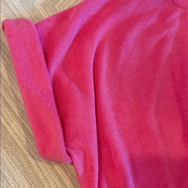 Elan Pink Terry Cloth Bubble Hem Top Size M NWT Short Sleeve Elastic Waist - Image 4