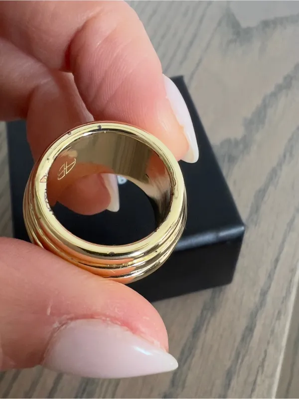 Anine Bing Chunky Ribbed 14k Ring in Gold - Image 6