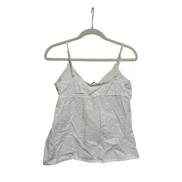 Brandy Melville White Embroidered Cotton Tank Top M - Image 9